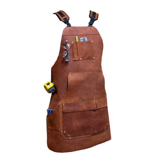 Leather Woodworkers Apron | Premium Full-Grain Leather Workshop Apron