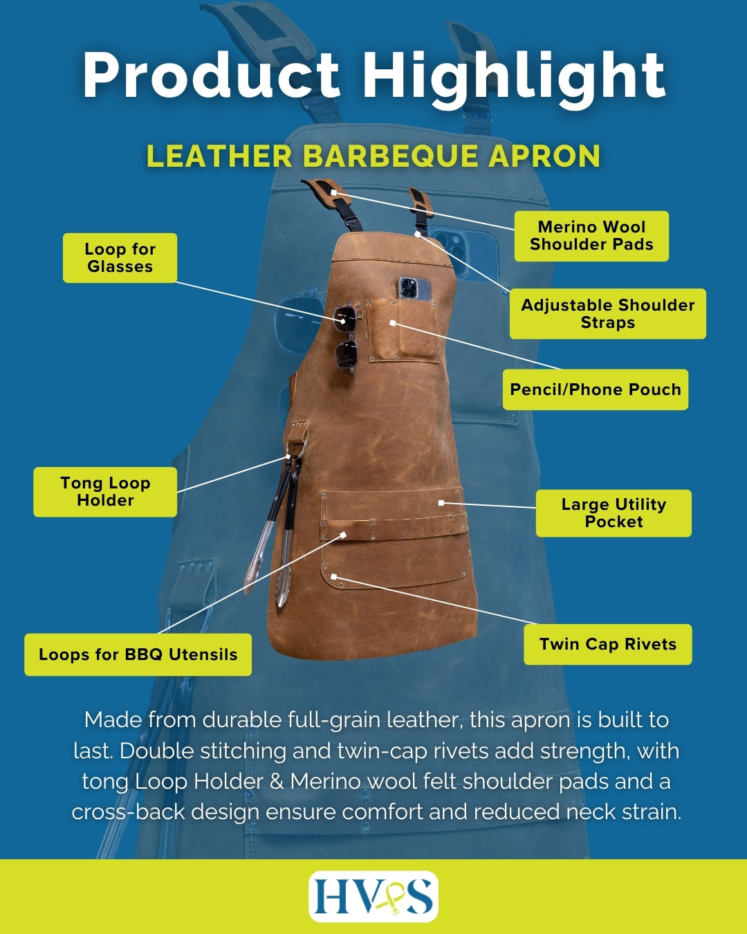 Leather BBQ Apron Australia | Premium Full-Grain Grill Apron